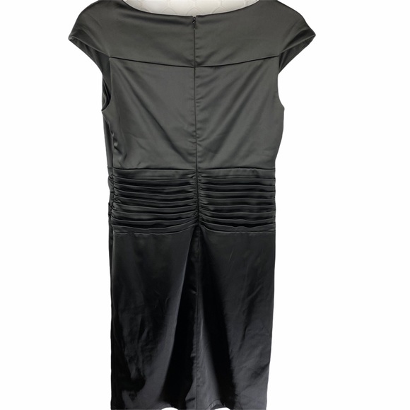Tadashi Collection Black Satin Ruched Dress 10 - Picture 5 of 8